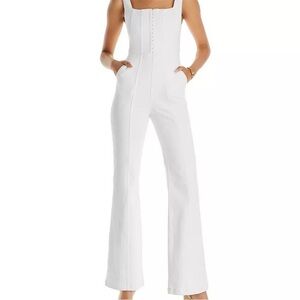 Chic ALICE + Olivia White Vegan Leather Jumpsuit